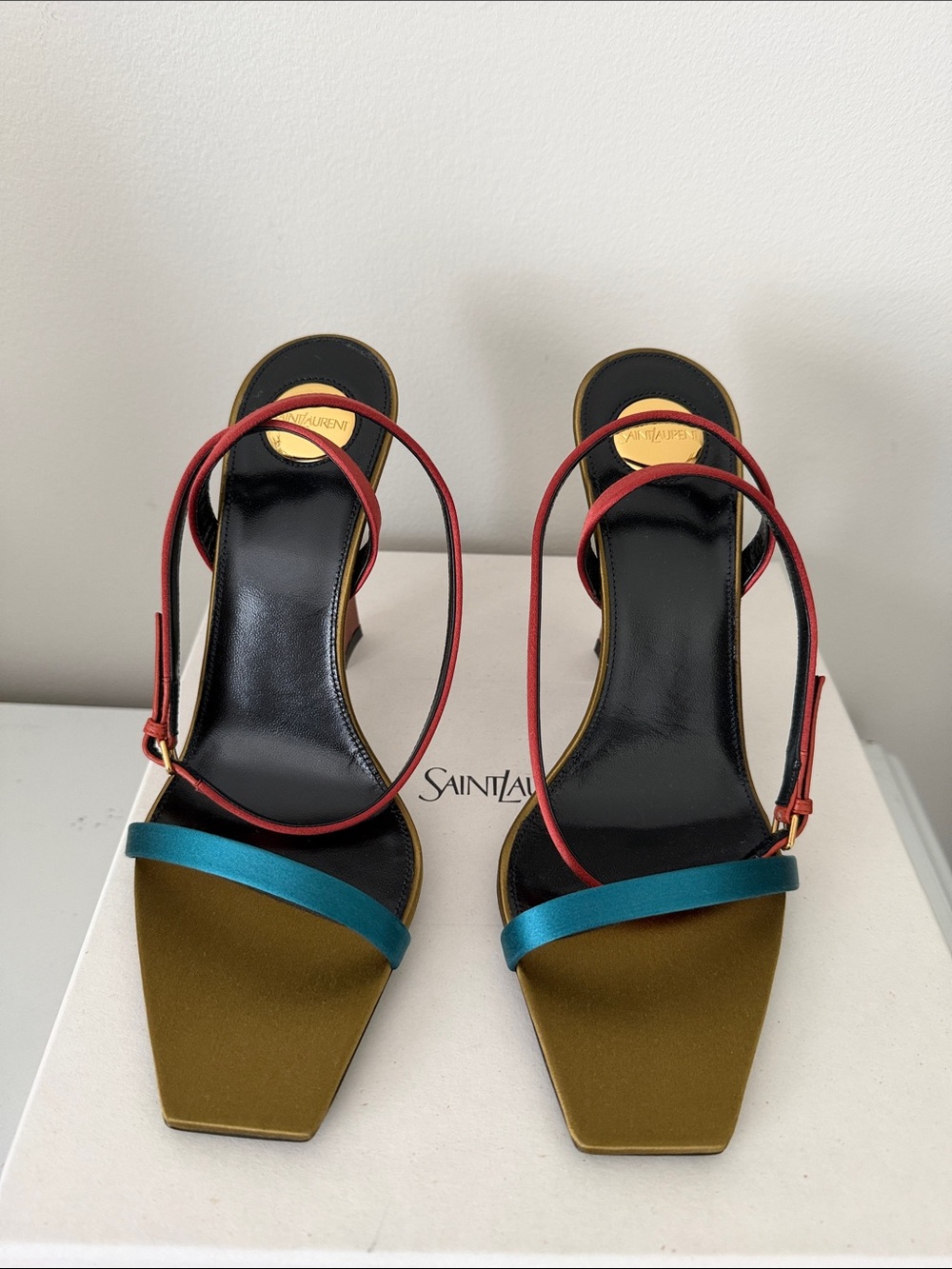 YSL Multicolor Satin Sandals 39